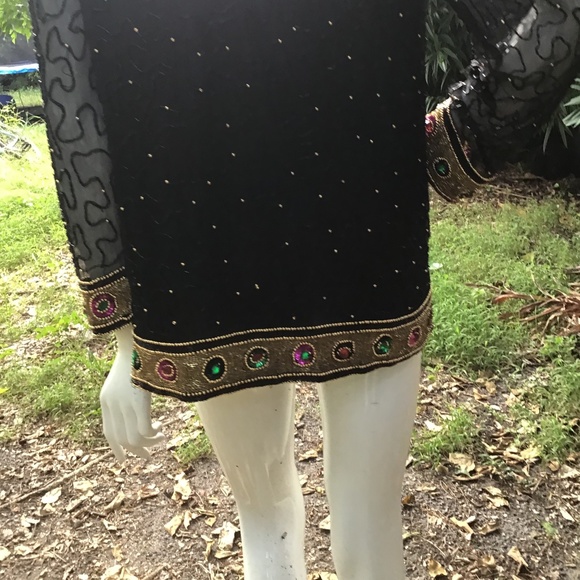 Vintage silky nights beaded and sequin Jacket - Picture 2 of 10